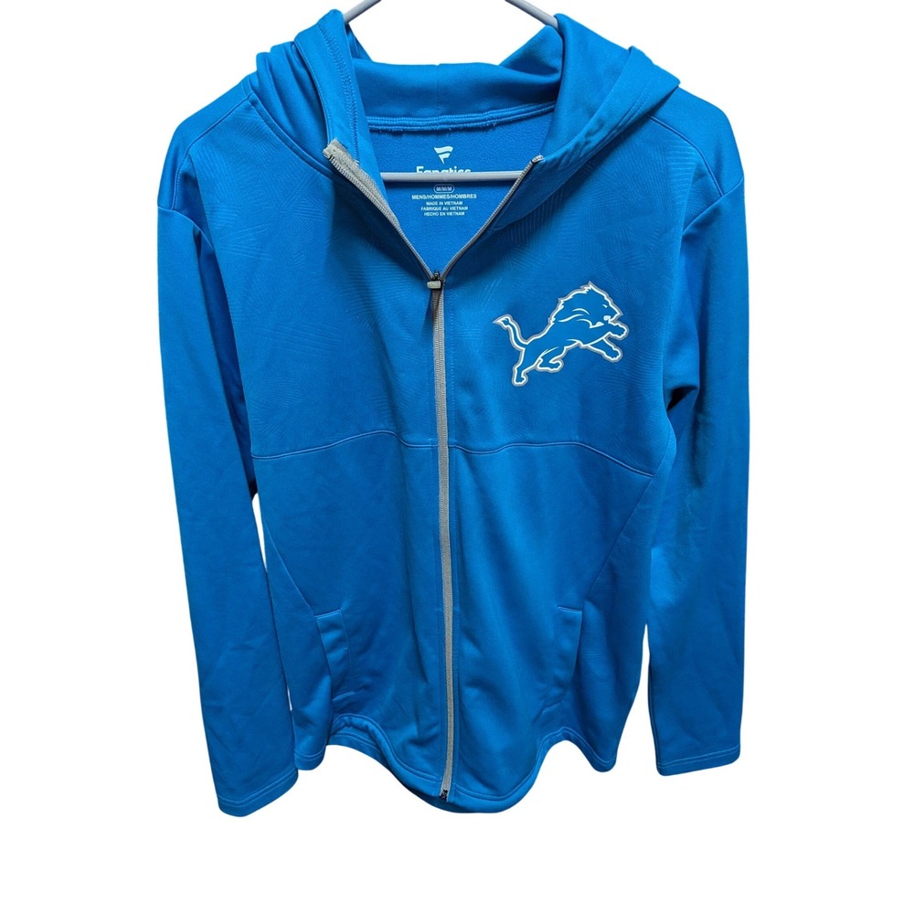 Fanatics Detroit Lions NFL Mens Blue Full‎ Zip Performance Hoodie Jacket Size M
